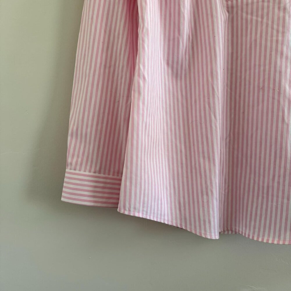 Talbots non-iron striped blouse size 2 long sleeve V-neck shirt office classic - Picture 9 of 11
